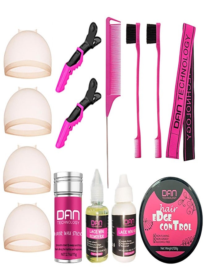 DAN Technology Wig Installation Kit - Wig Glue, Remover, Hair Wax Stick, Edge Control, Cap, Comb, Lace Melting Band, Edge Brush, Alligator Clips - Image 1